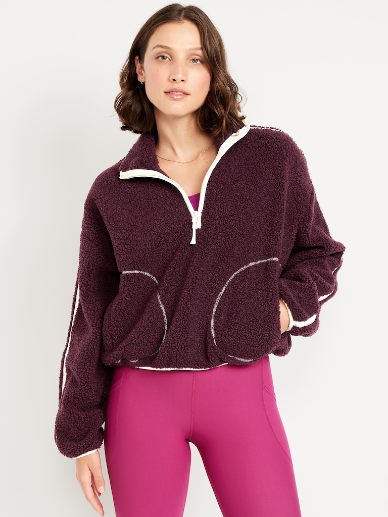 Loose Sherpa Quarter-Zip Pullover