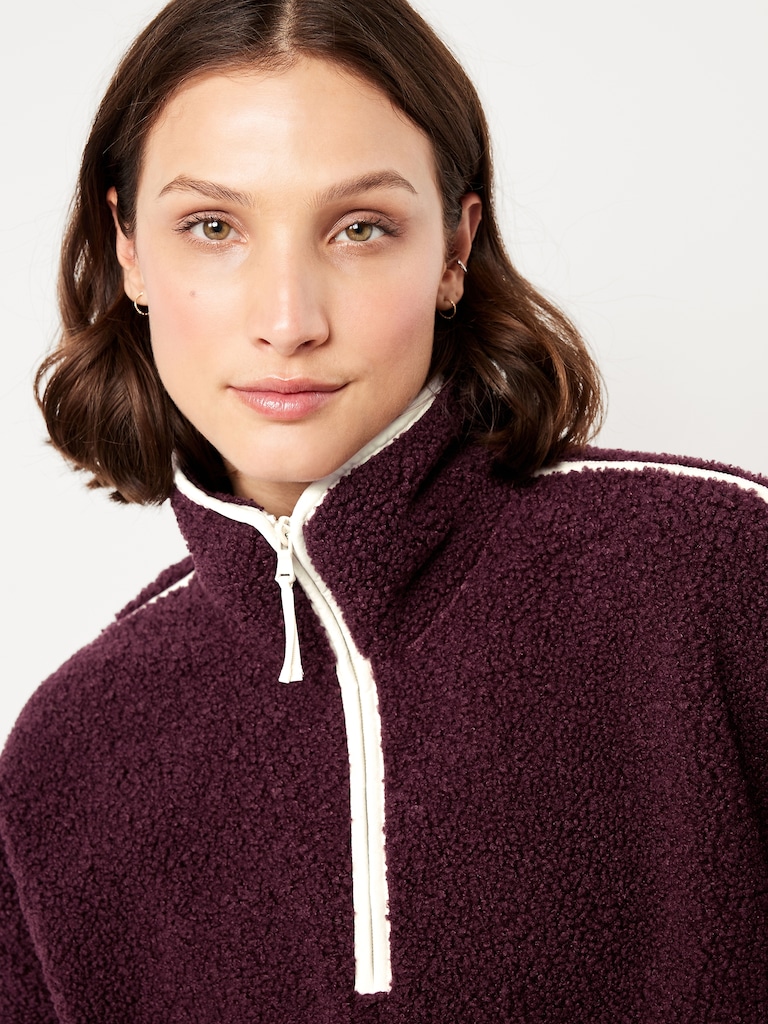 Loose Sherpa Quarter-Zip Pullover