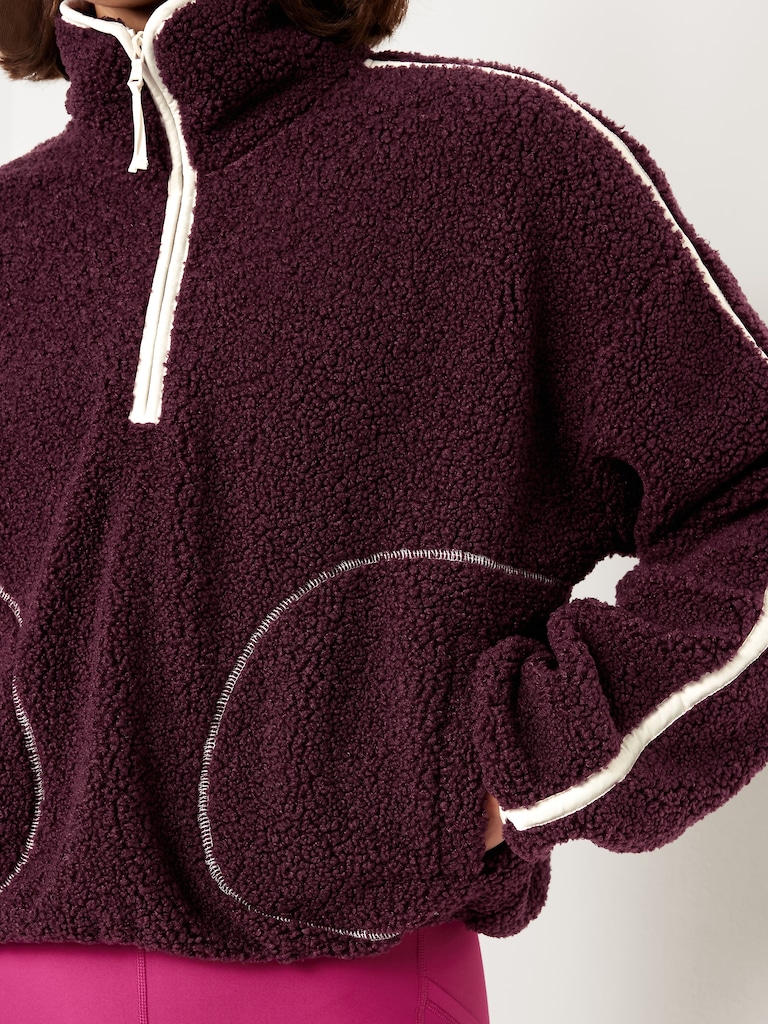 Loose Sherpa Quarter-Zip Pullover