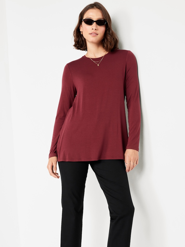 Luxe Long-Sleeve Crew-Neck Tunic