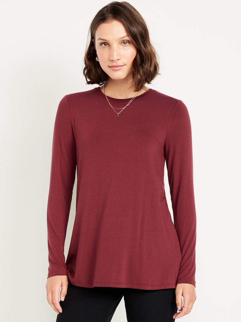 Luxe Long-Sleeve Crew-Neck Tunic