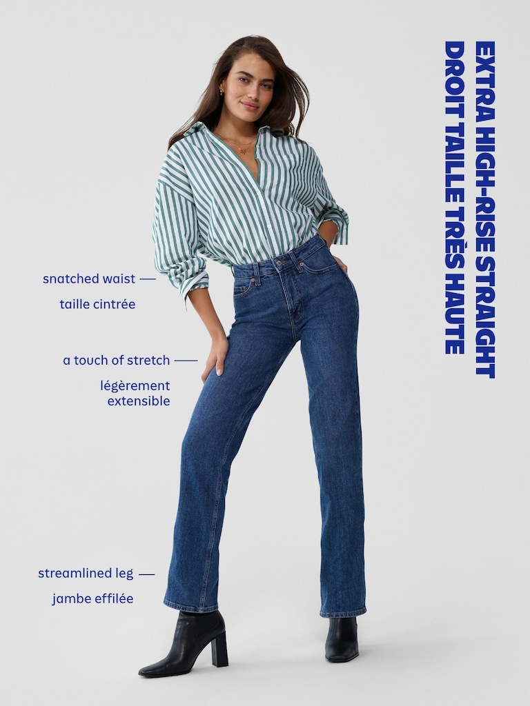 Extra High-Waisted Studded Straight Jeans