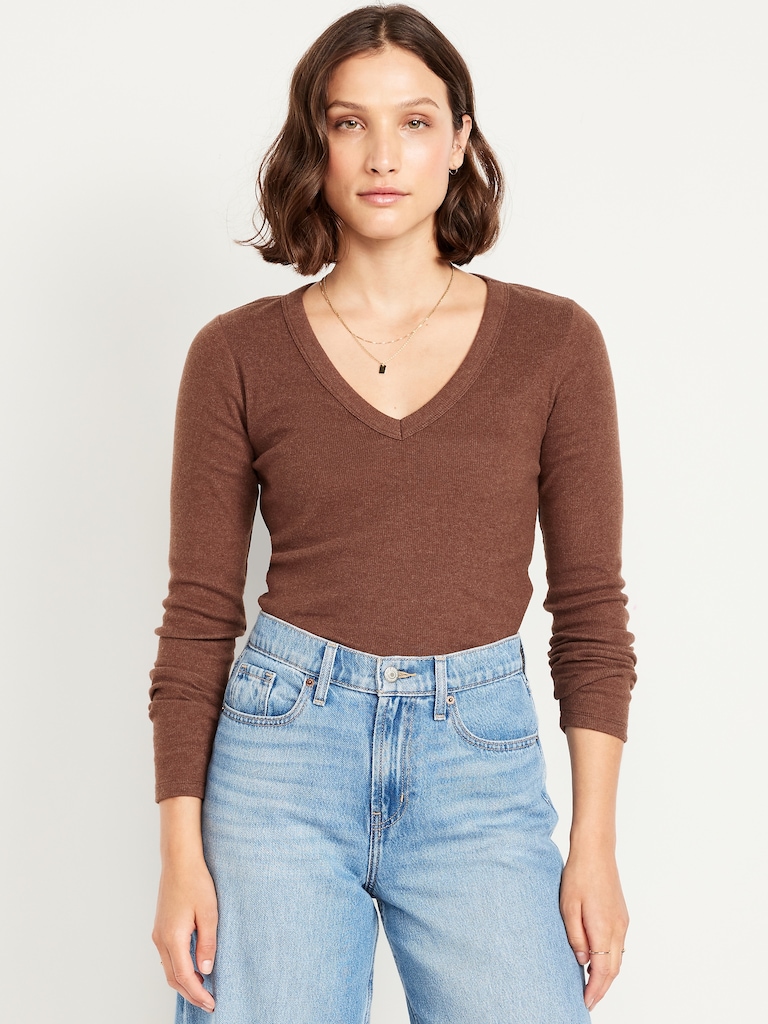 Cozy Snug Long-Sleeve V-Neck T-Shirt