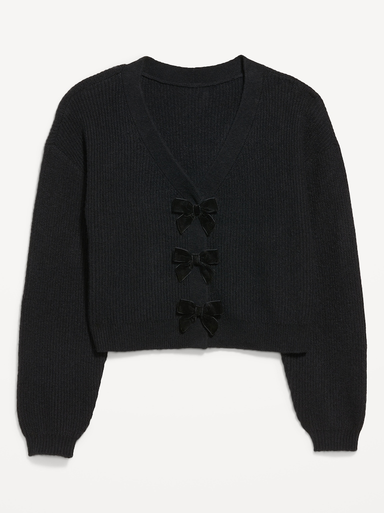 SoSoft V-Neck Bow-Front Cardigan Sweater