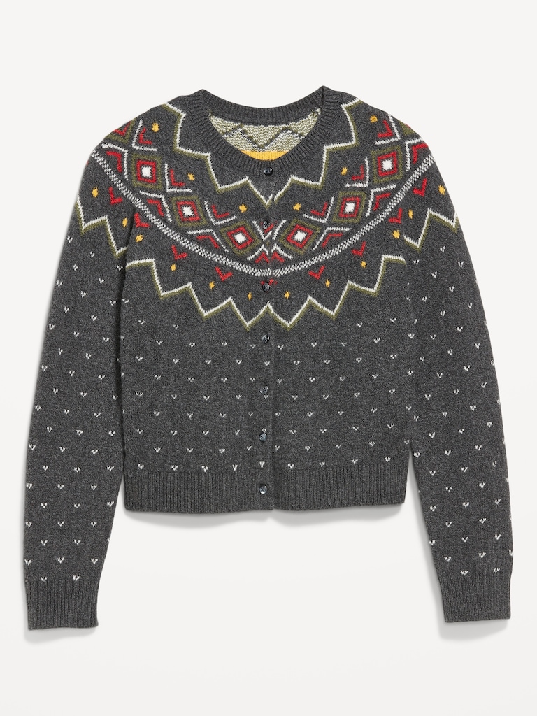 SoSoft Cropped Fair Isle Cardigan Sweater
