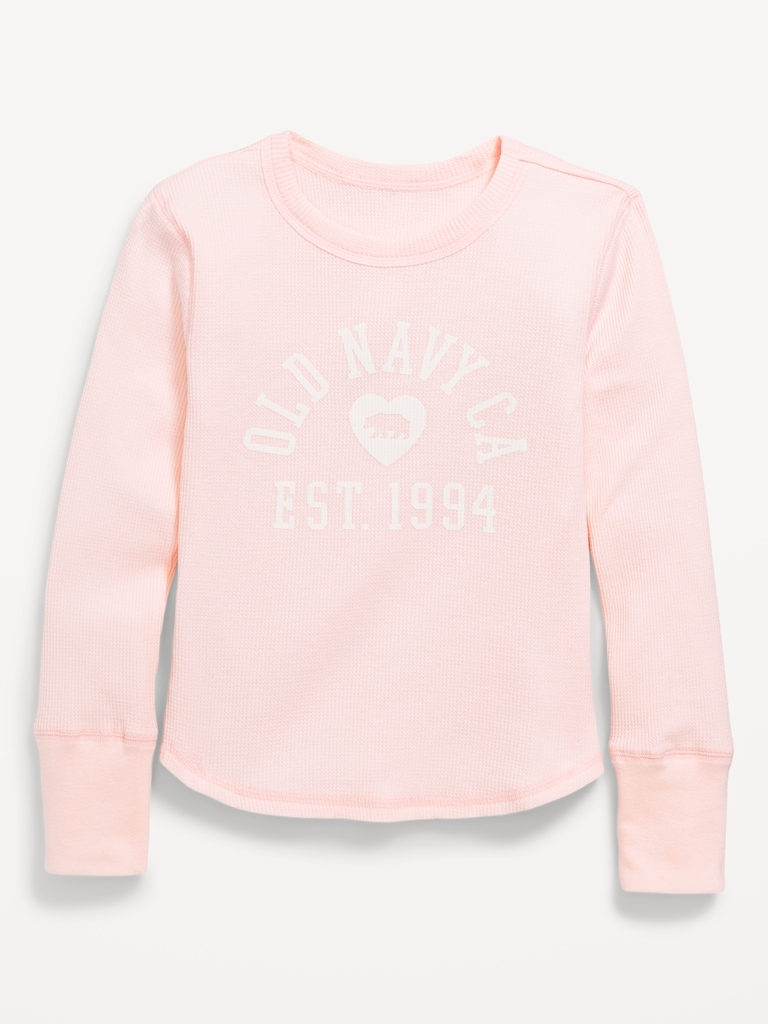Long-Sleeve Logo Graphic Thermal-Knit T-Shirt for Girls
