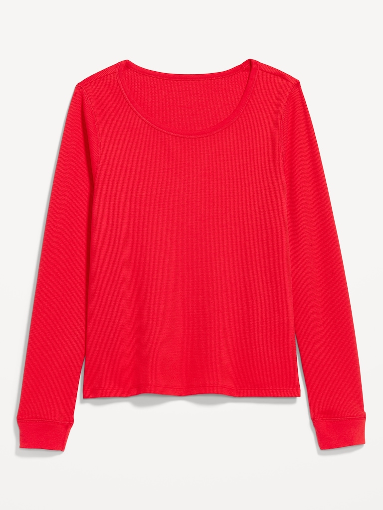 Scoop-Neck Waffle Pajama Top