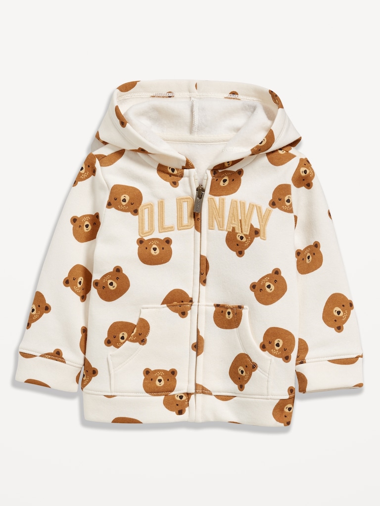 Printed Logo-Graphic Zip Hoodie for Baby