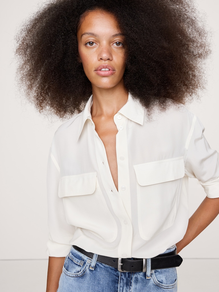 Oversized Matte Silk Utility Shirt