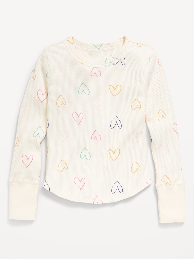 Printed Long-Sleeve Thermal-Knit T-Shirt for Girls