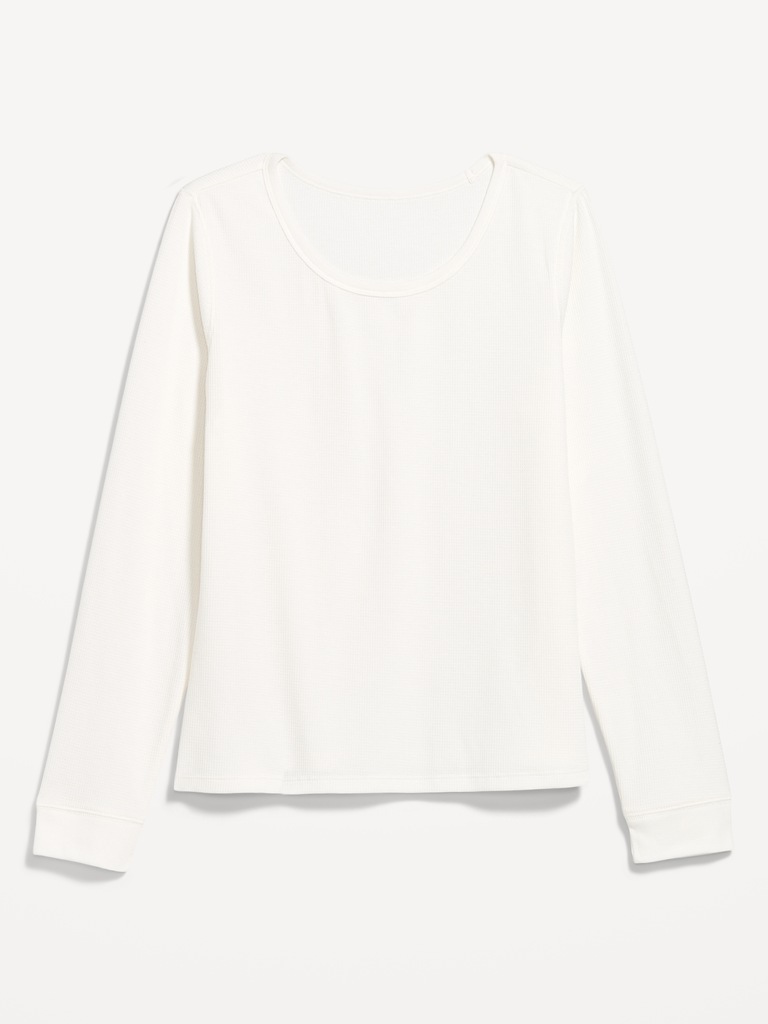 Scoop-Neck Waffle Pajama Top