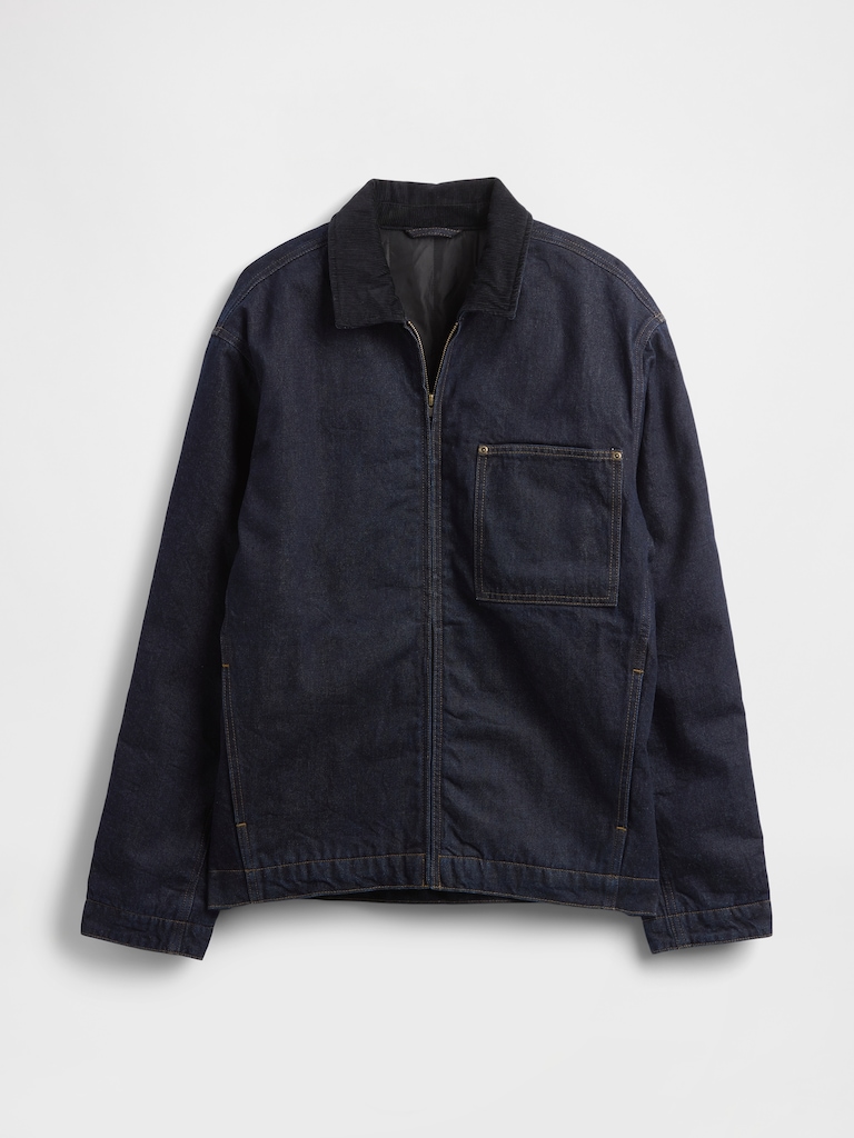 Denim Lined Zip Chore Jacket