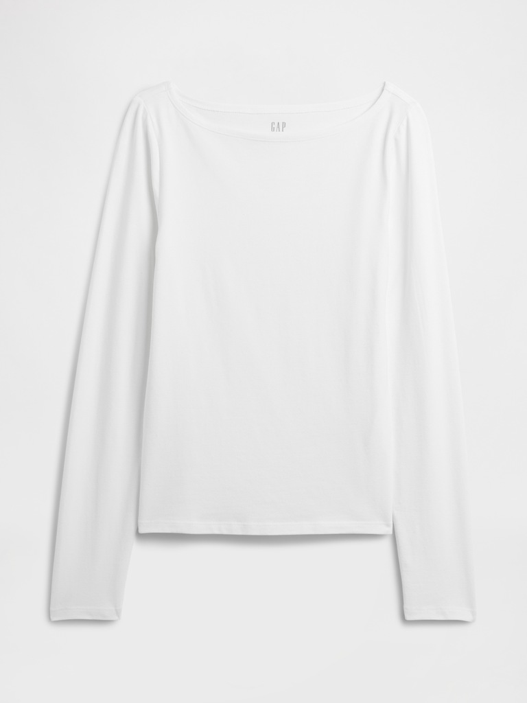 Stretch Jersey Boatneck T-Shirt