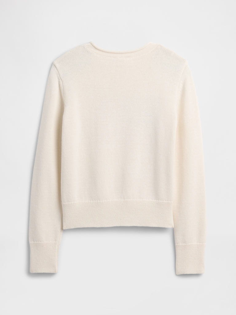 Kids Relaxed Roll Neck Intarsia Sweater