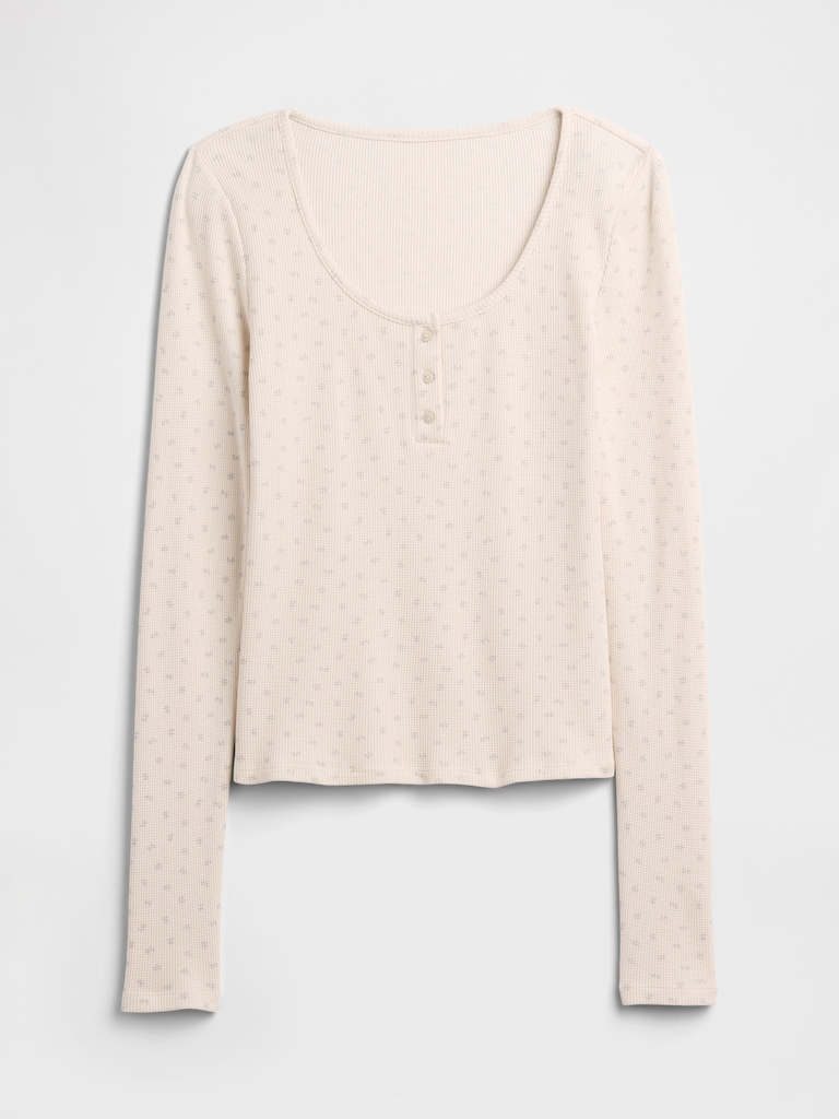Waffle-Knit Henley PJ Top