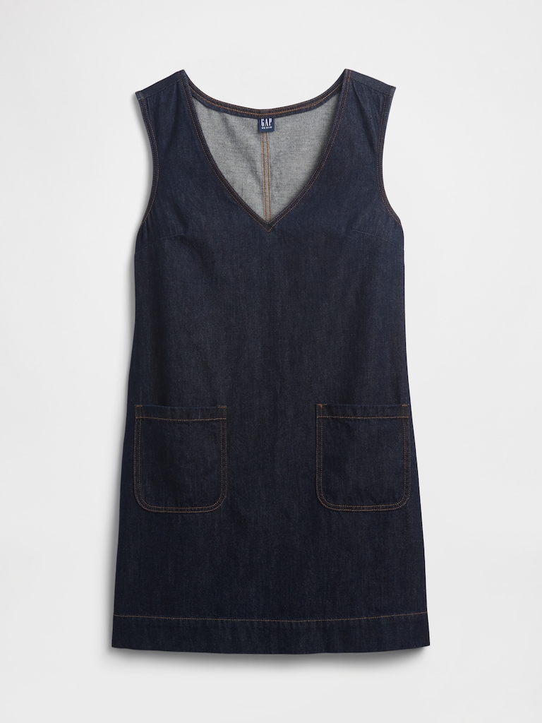 Denim V-Neck Mini Dress
