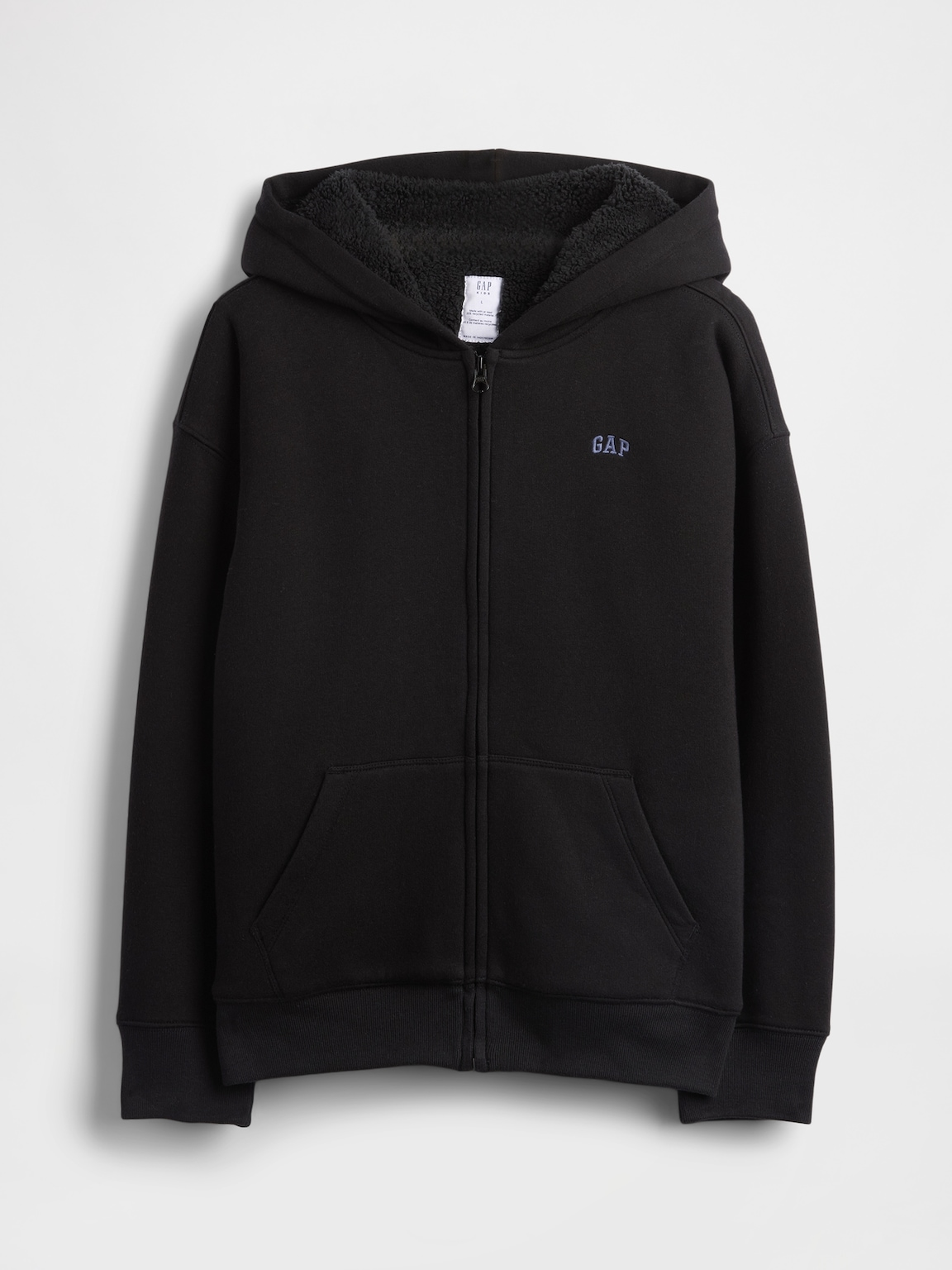 Kids Relaxed Sherpa-Lined Zip Logo Hoodie