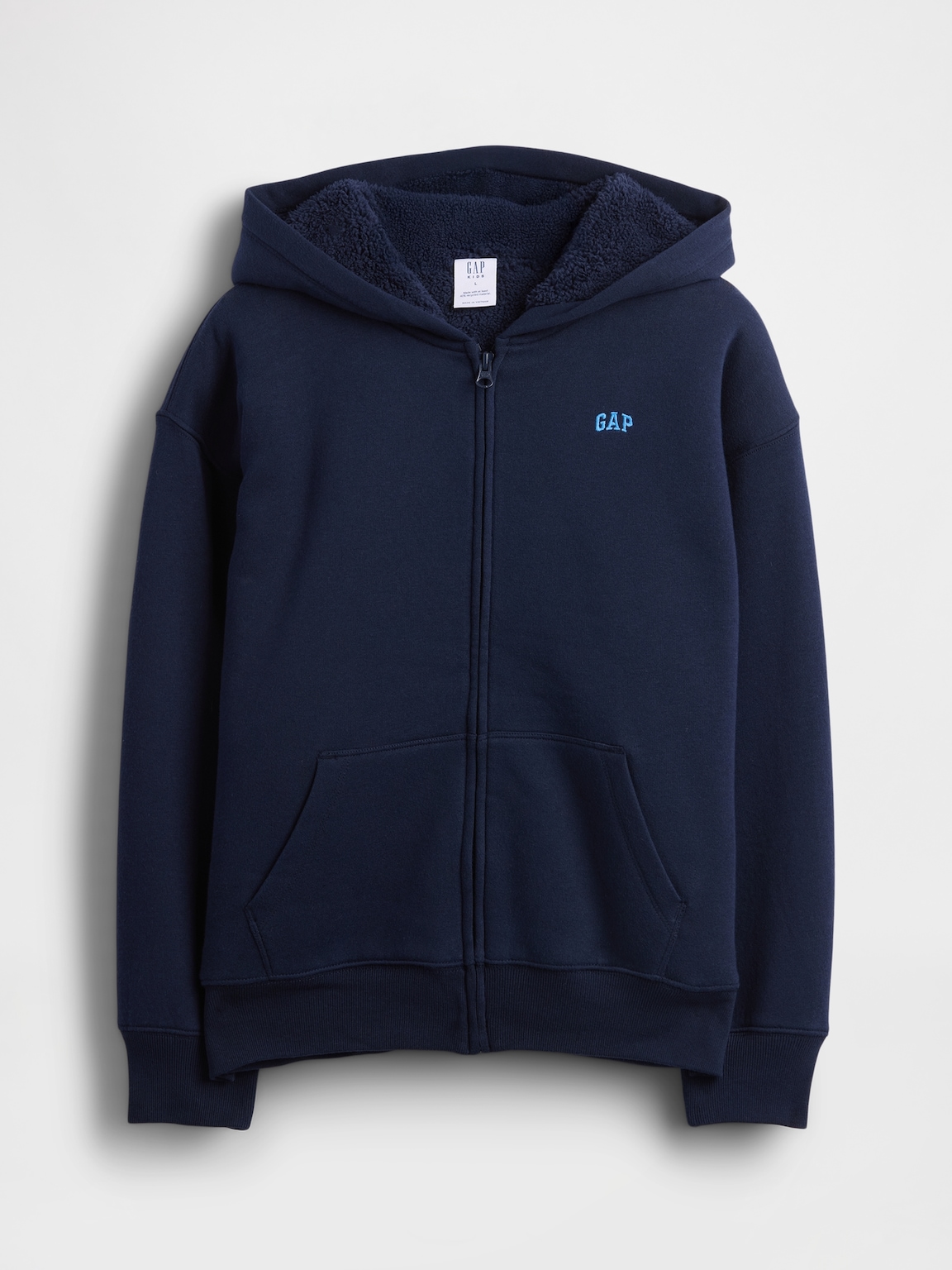 Kids Relaxed Sherpa-Lined Zip Logo Hoodie