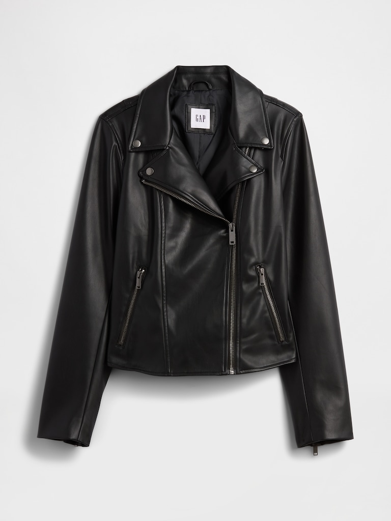 Vegan-Leather Moto Jacket