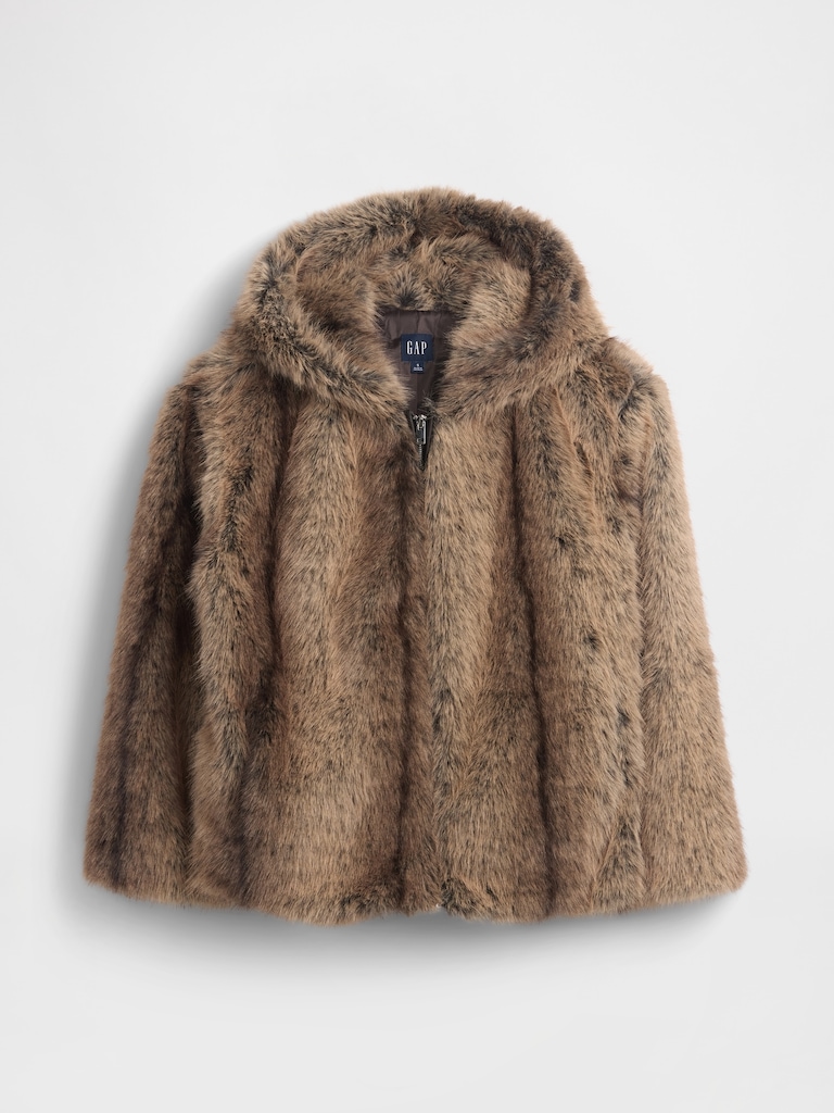 Faux Fur Relaxed Zip Hoodie