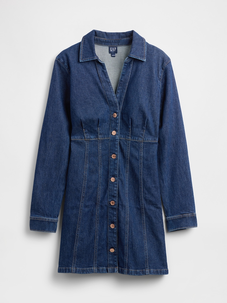 Denim Pleated Mini Dress