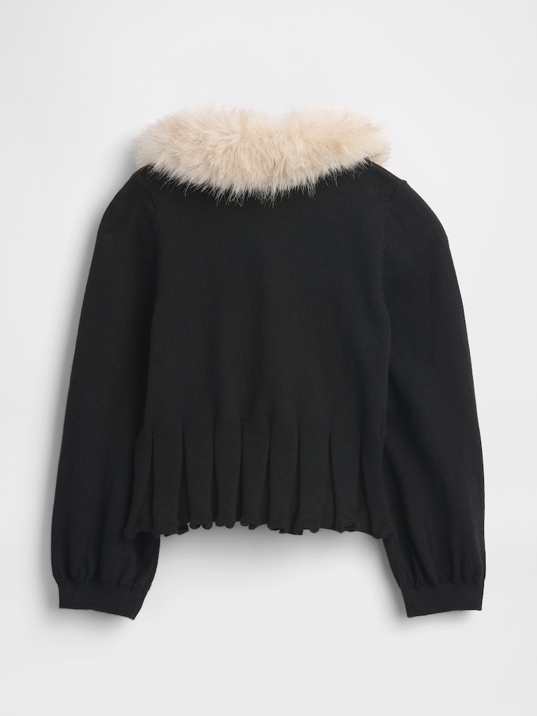 Baby & Toddler Faux Fur Collar Cardigan