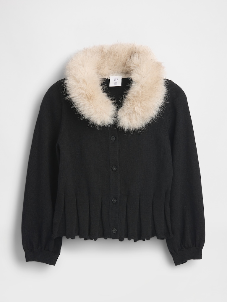 Baby & Toddler Faux Fur Collar Cardigan
