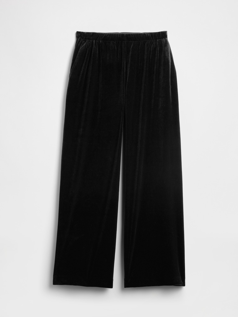 Recycled Pull-On Velour Wide-Leg Pants