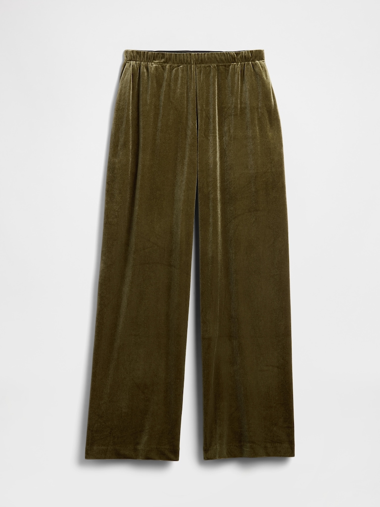 Recycled Pull-On Velour Wide-Leg Pants