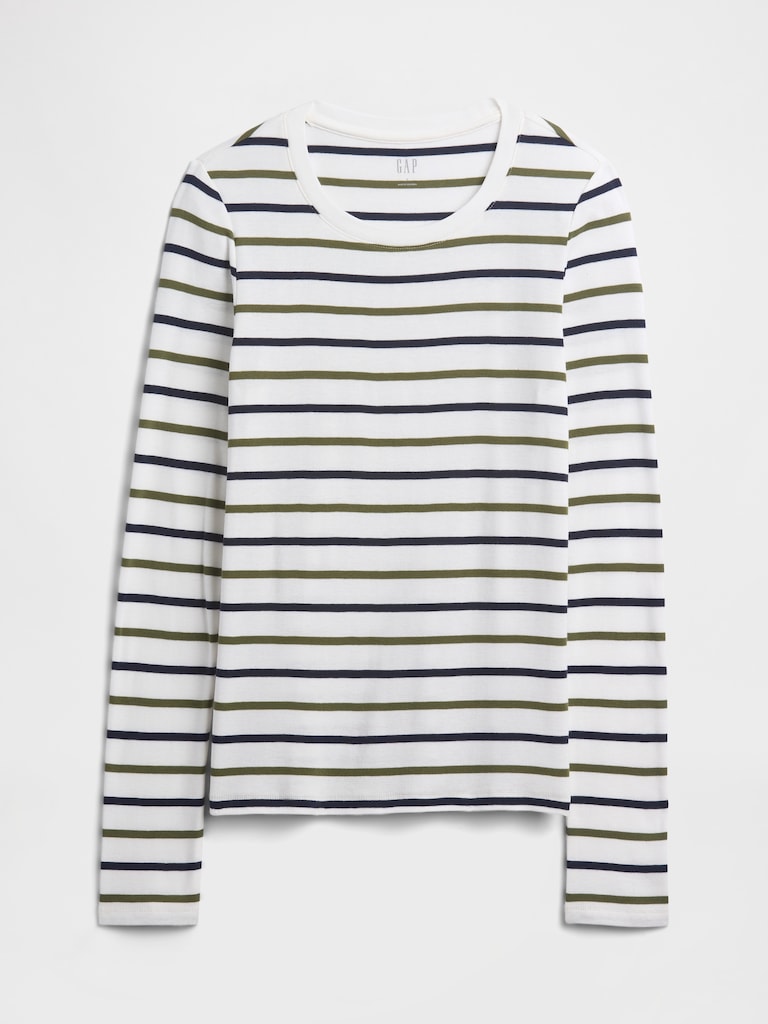 Modern Ribbed Stripe Crewneck T-Shirt