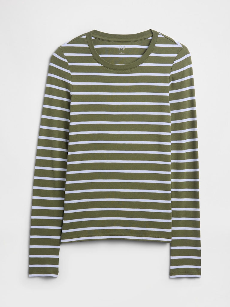Modern Ribbed Stripe Crewneck T-Shirt