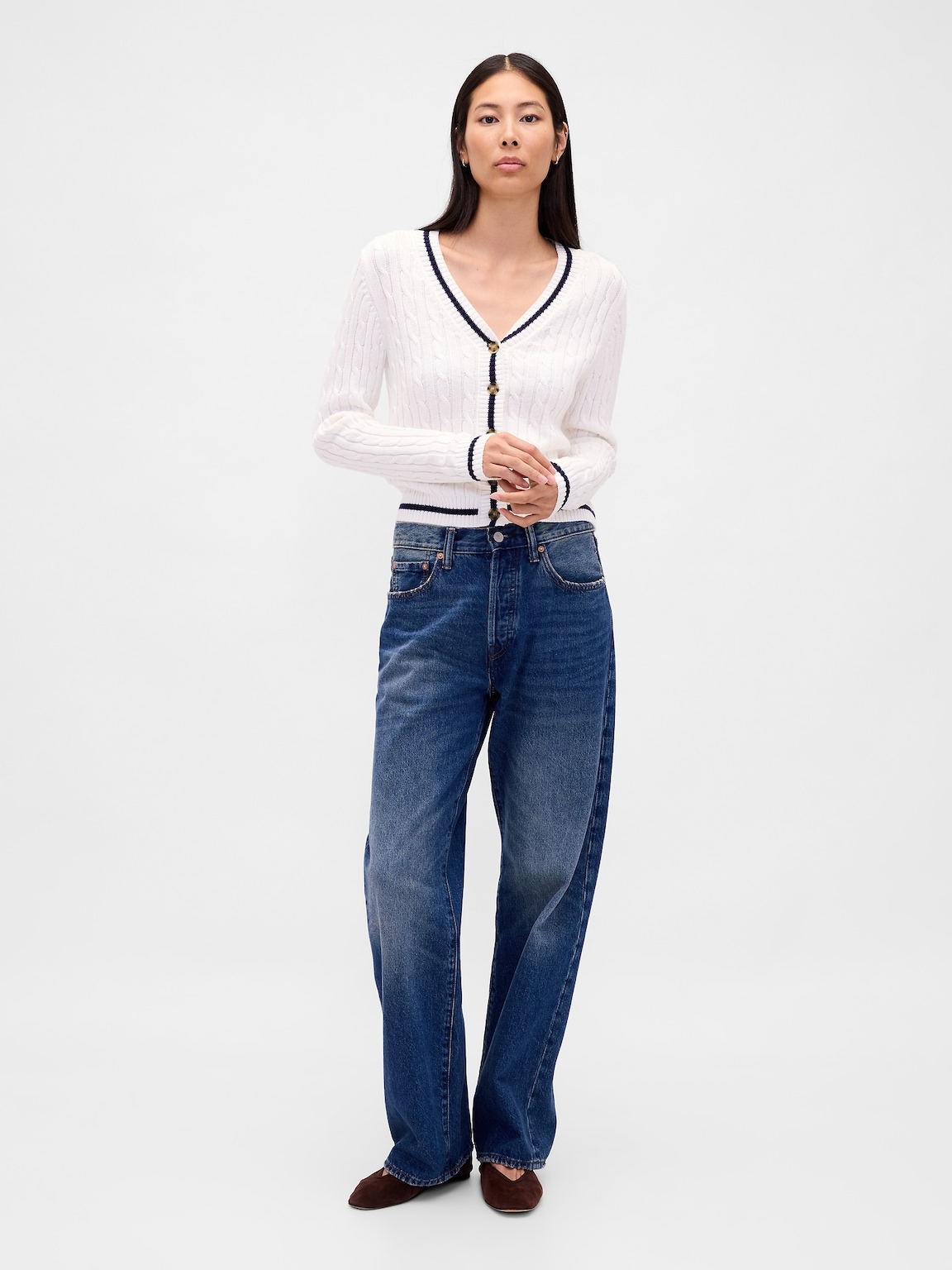 100% Cotton Cable-Knit Cardigan