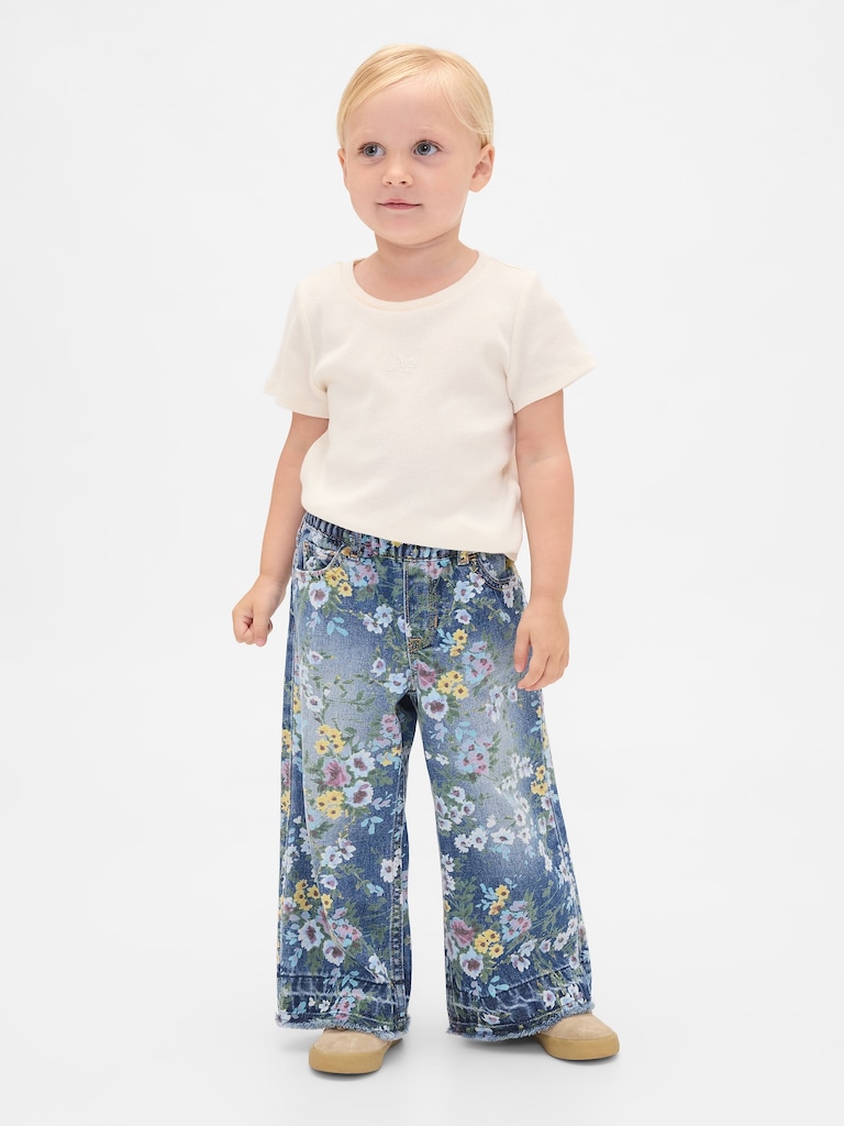 Baby & Toddler Floral Pull-On Baggy Jeans