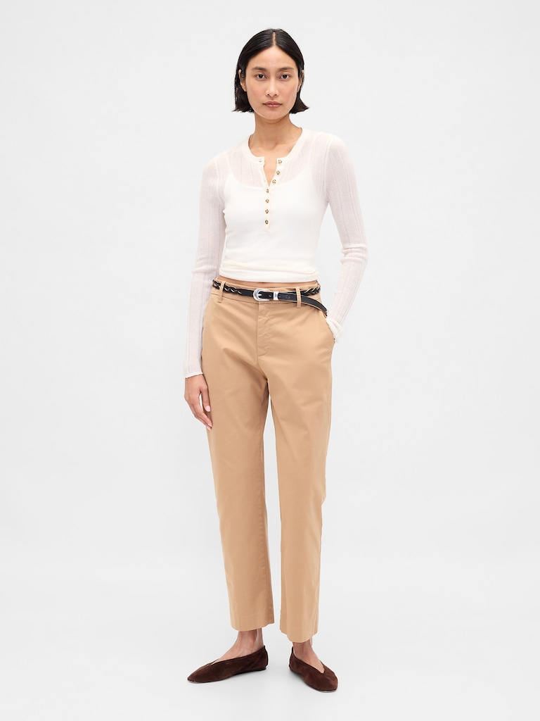 Mid Rise Straight Khakis