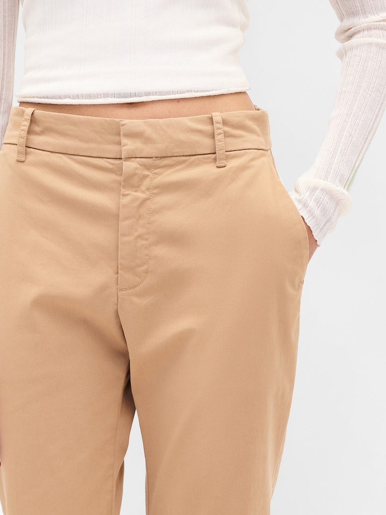 Mid Rise Straight Khakis