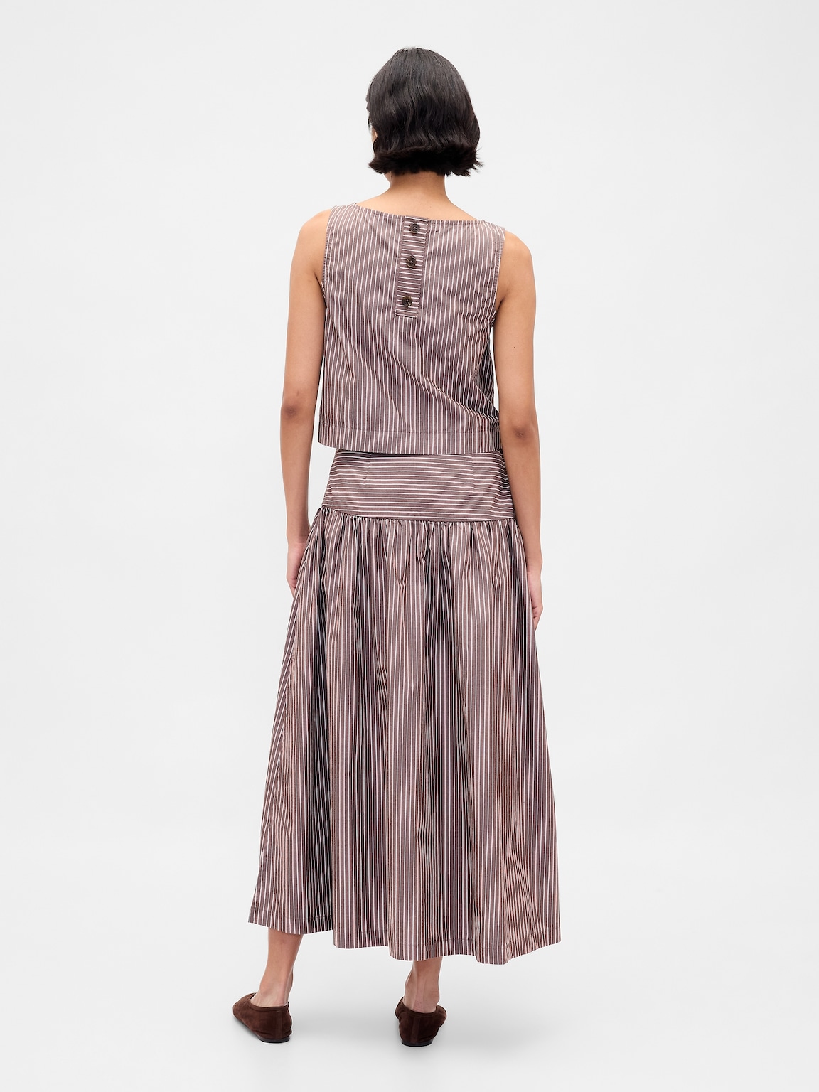 Poplin Drop-Waist Maxi Skirt