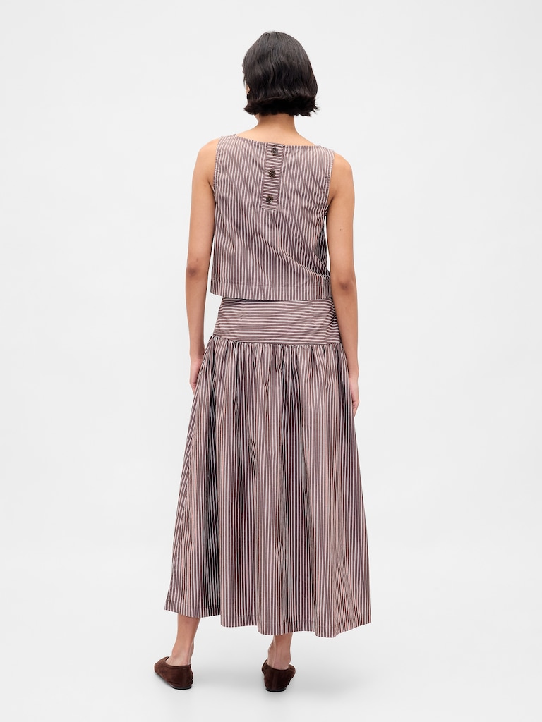 Poplin Drop-Waist Maxi Skirt