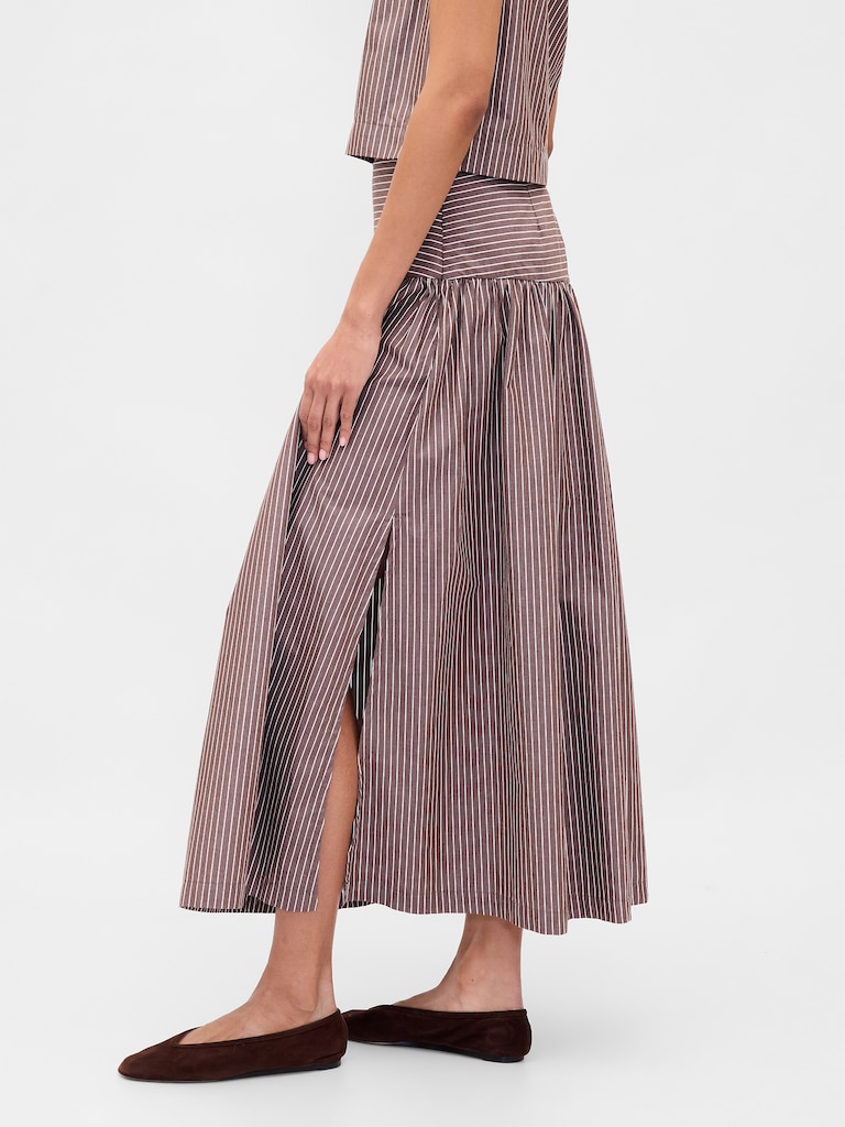 Poplin Drop-Waist Maxi Skirt