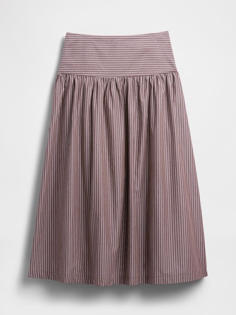 Poplin Drop-Waist Maxi Skirt