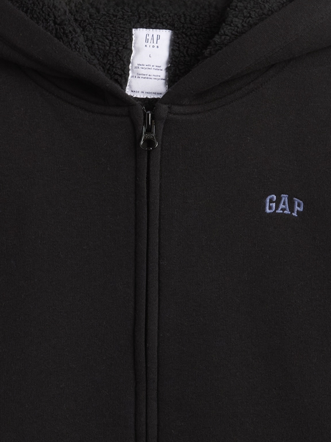 Kids Relaxed Sherpa-Lined Zip Logo Hoodie