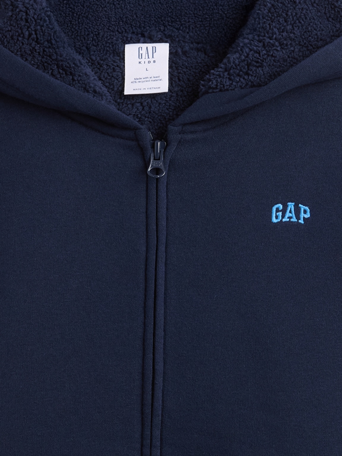 Kids Relaxed Sherpa-Lined Zip Logo Hoodie