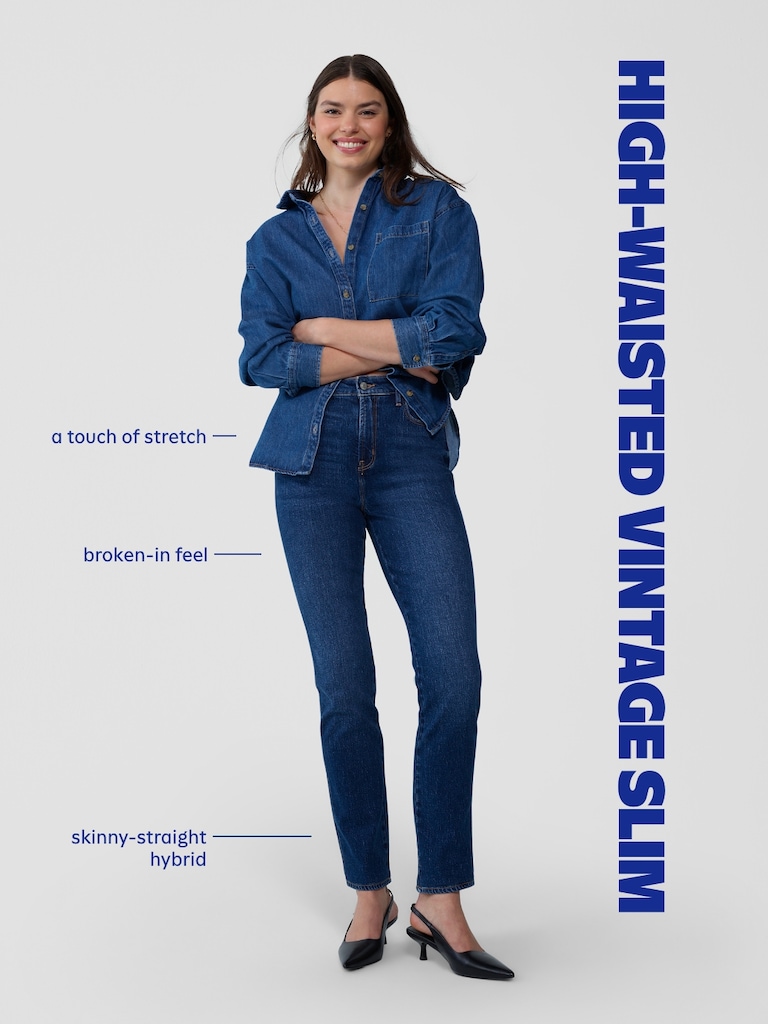 High-Waisted Vintage Slim Jeans