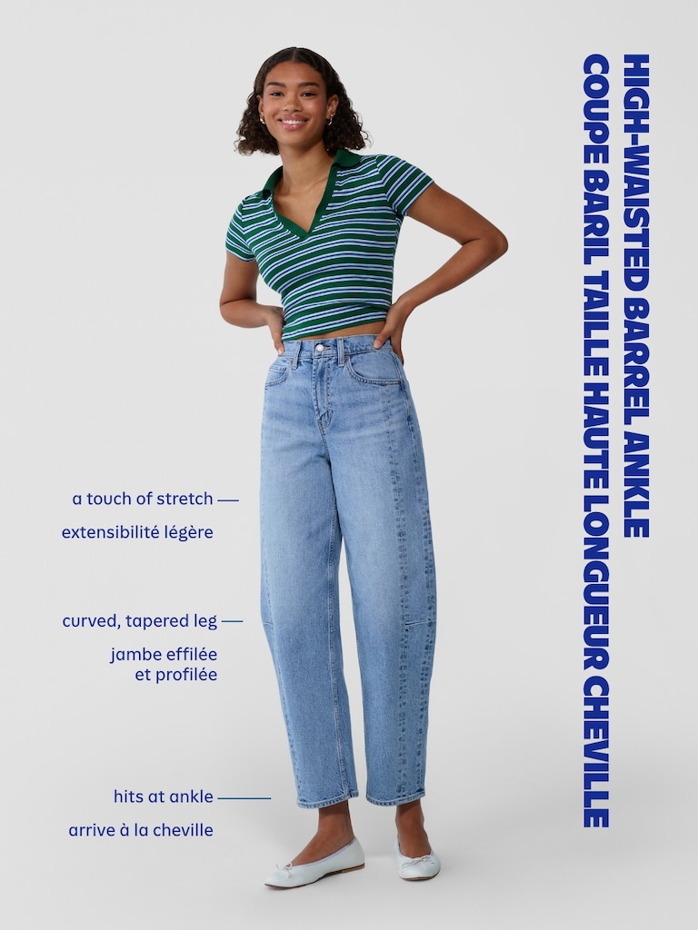 High-Waisted Barrel Ankle Jeans
