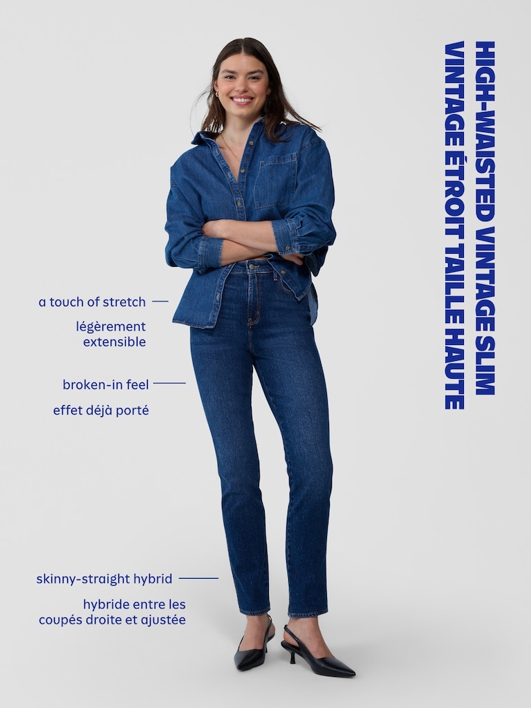 High-Waisted Vintage Slim Jeans