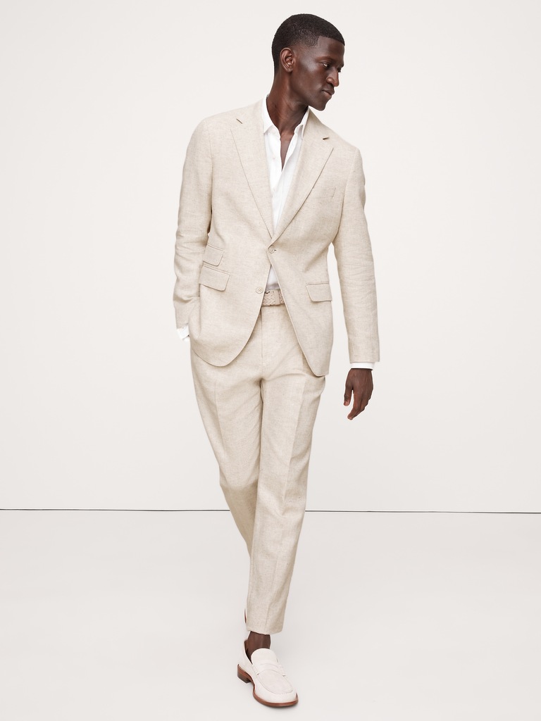 Herringbone Cotton-Linen Suit Jacket