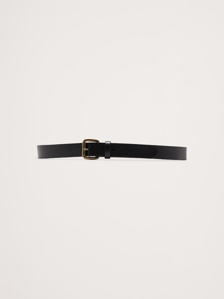 Leather Belt with Roller Buckle