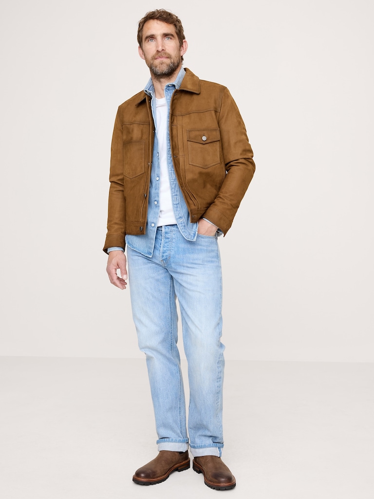 Nubuck Leather Trucker Jacket