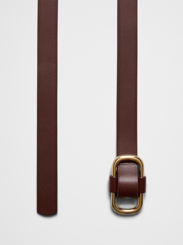 Leather Square Buckle Slider Belt