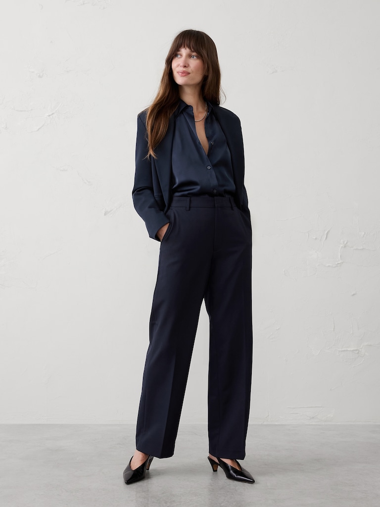 DROPPED Straight High-Rise Sculpted Trouser