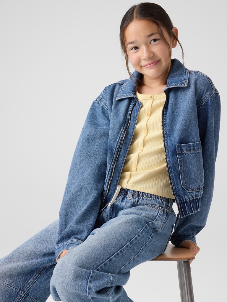 Kids Denim Zip Bomber Jacket
